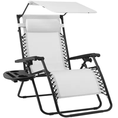 Best Choice Products Folding Zero Gravity Recliner Patio Lounge Chair W/ Canopy Shade, Headrest, Tray