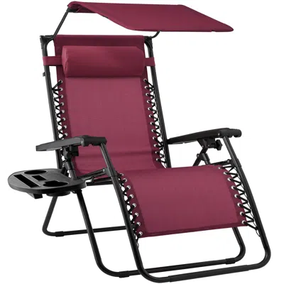 Best Choice Products Folding Zero Gravity Recliner Patio Lounge Chair W/ Canopy Shade, Headrest, Tray In Pattern