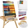 Best Choice Products French Easel, 32pc Beginners Kit Portable Wooden Adjustable Tripod W/ Paint Supplies