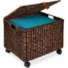Best Choice Products Hyacinth Rolling Filing Cabinet Mobile Organizer Storage Basket W/ Lid, Locking Wheels