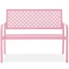 Best Choice Products Indoor Outdoor Steel Garden Bench W/ Geometric Backrest, Foot Levelers