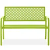 Best Choice Products Indoor Outdoor Steel Garden Bench W/ Geometric Backrest, Foot Levelers