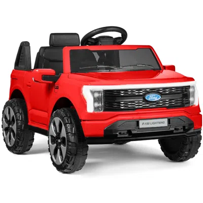 Best Choice Products Kids 12v Ride On Car Officially Licensed Ford Lightning Truck W/ Remote, Led Lights In Red