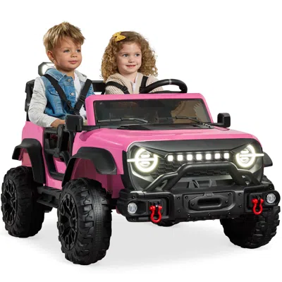 Best Choice Products Kids 24v 2-seater Electric Ride-on Car Truck W/ Parent Control, Bluetooth, Led Lights In Pink