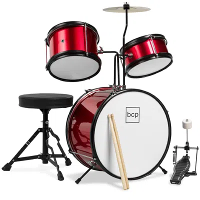 Best Choice Products Kids Beginner 3-piece Drum, Musical Instrument Set W/ Sticks, Cushioned Stool, Drum Pedal