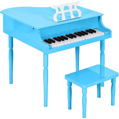 Best Choice Products Kids Classic 30-key Mini Piano W/ Lid, Bench, Folding Music Rack, Song Book, Stickers In Blue