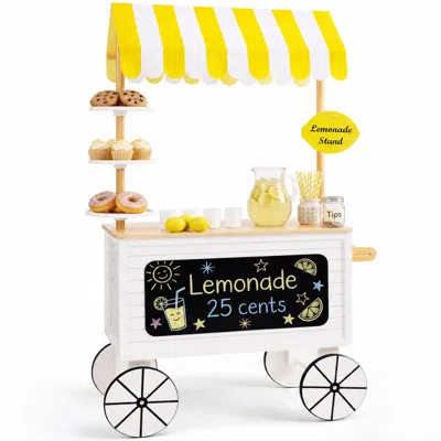 Best Choice Products Kids Outdoor Lemonade Stand Play Kitchen With Canopy, Chalkboard, Wheels, 8 Accessories In Multi
