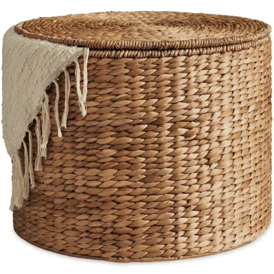 Best Choice Products Large Round Storage Ottoman W/ Lid, Handwoven Water Hyacinth Footstool - Chestnut In Brown