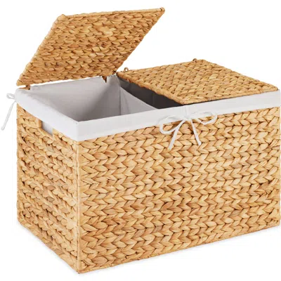 Best Choice Products Large Storage Basket W/ Separate Lid, Washable Sectioned Liner Bag In Neutral