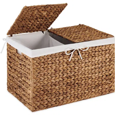 Best Choice Products Large Storage Basket W/ Separate Lid, Washable Sectioned Liner Bag