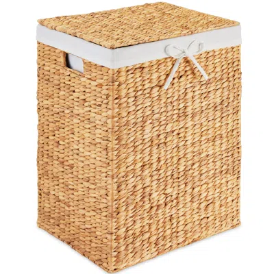 Best Choice Products Laundry Hamper W/ Lid, Handwoven Laundry Basket, W/ Removable Liner & Built-in Handles - Natural In Brown