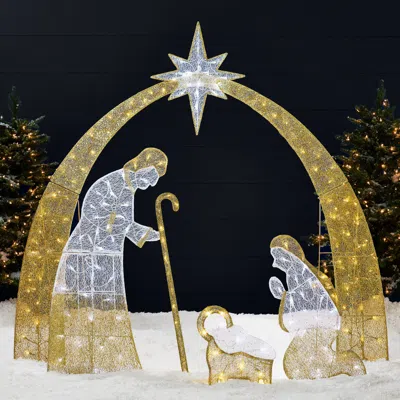 Best Choice Products Lighted 2d Christmas Nativity Scene Outdoor Décor W/ Twinkling Led Lights
