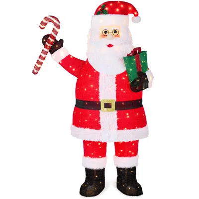 Best Choice Products Lighted Pop-up Santa Claus, Outdoor Christmas Holiday Decoration W/ Led Lights, Hat, Gift In Orange