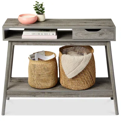 Best Choice Products Mid-century Modern Hallway Console Table, Space-saving Sofa Table W/ Cubby, Drawer In Orange