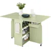 Best Choice Products Multipurpose Folding Table W/ Wheels, 3 Storage Shelves, Cubby, Handle
