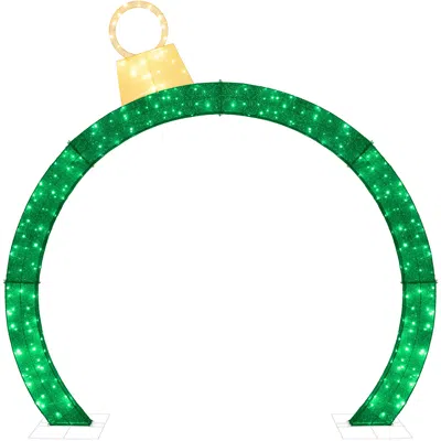 Best Choice Products Outdoor Christmas Lighted Archway Decoration, Large 9.5ft W/gold Ornament Cap, 330 Led Lights, Holid In Green