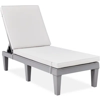 Best Choice Products Outdoor Lounge Chair, Resin Patio Chaise Lounger W/ Seat Cushion, 5 Positions In Gray