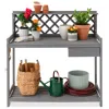 Best Choice Products Outdoor Wooden Garden Potting Bench, Workstation Table W/ Cabinet Drawer, Open Shelf