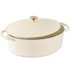 Best Choice Products Oval 7.5 Quart Cast-iron Dutch Oven, Heavy-duty W/ Enamel, Side Handles - Vanilla Buttercream
