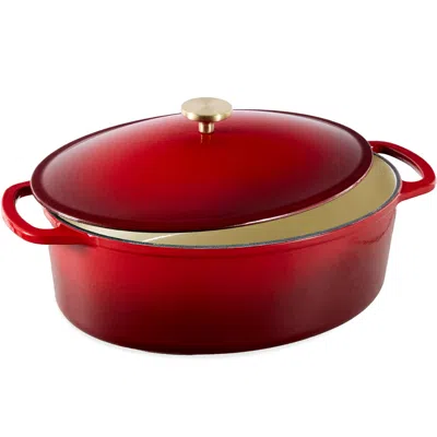 Best Choice Products Oval 7.5 Quart Cast-iron Dutch Oven, Heavy-duty W/ Enamel, Side Handles