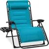 Best Choice Products Oversized Padded Zero Gravity Chair, Folding Outdoor Patio Recliner W/ Side Tray - Aqua Blue