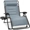 Best Choice Products Oversized Padded Zero Gravity Chair, Folding Outdoor Patio Recliner W/ Side Tray - Breeze Blue