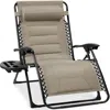 Best Choice Products Oversized Padded Zero Gravity Chair, Folding Outdoor Patio Recliner W/ Side Tray - Dune