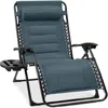 Best Choice Products Oversized Padded Zero Gravity Chair, Folding Outdoor Patio Recliner W/ Side Tray - Slate Blue
