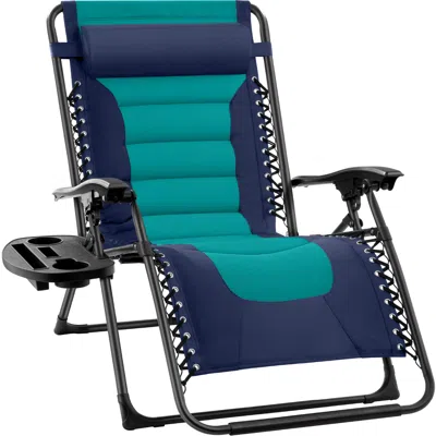 Best Choice Products Oversized Padded Zero Gravity Chair, Folding Outdoor Patio Recliner W/ Side Tray In Orange