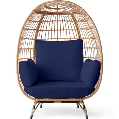 Best Choice Products Patio Chair With Cushions In Beige,navy