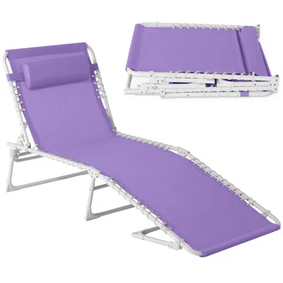 Best Choice Products Patio Chaise Lounge Chair, Outdoor Portable Adjustable Pool Recliner W/ Pillow - Lavender/white