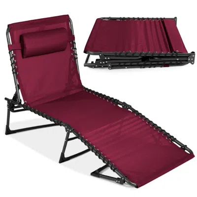 Best Choice Products Patio Chaise Lounge Chair, Outdoor Portable Adjustable Pool Recliner W/ Pillow In Red
