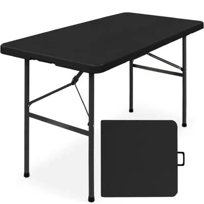 Best Choice Products Plastic Folding Table, Indoor Outdoor Heavy Duty Portable W/ Handle, Lock For Picnic In Black