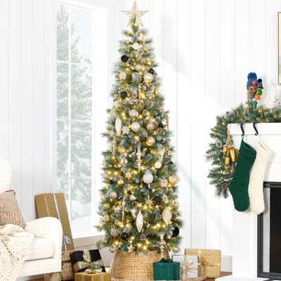 Best Choice Products Pre-lit Artificial Scotch Pine Pencil Christmas Tree W/ Led Lights Metal Stand In Neutral