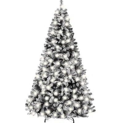 Best Choice Products Pre-lit Black Christmas Pine Tree W/ Flocked Branches, Warm-white Lights In Gray