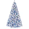 Best Choice Products Pre-lit Blue Christmas Pine Tree W/ Flocked Branches, Warm-white Lights
