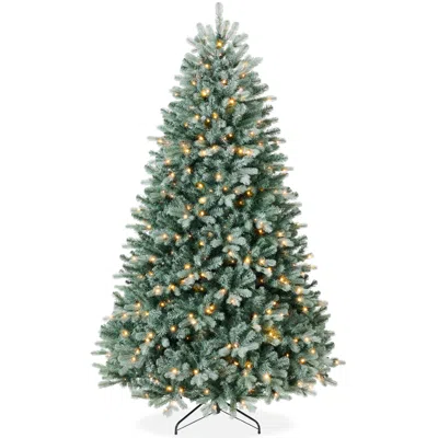 Best Choice Products Pre-lit Blue Spruce Christmas Tree, Realistic Artificial Lighted Holiday Décor, W/ Twinkling White &