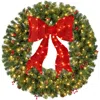 Best Choice Products Pre-lit Christmas Wreath W/berries & Pinecones, Large Artificial Indoor/outdoor Décor, W/red Lighted In Green