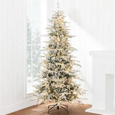Best Choice Products Pre-lit Flocked Artificial Aspen Noble Fir Christmas Tree W/ Branch Tips, Led Lights In Green
