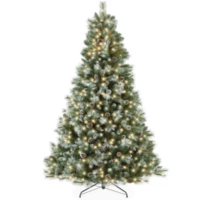 Best Choice Products Pre-lit Frosted Scotch Pine Christmas Tree W/ 2-in-1 Led Lights In Gray