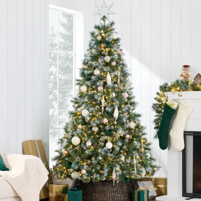 Best Choice Products Pre-lit Frosted Scotch Pine Christmas Tree W/ 2-in-1 Micro Led Lights In Green