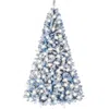 Best Choice Products Pre-lit Ice Blue Christmas Pine Tree W/ Flocked Branches, Warm-white Lights