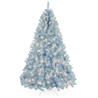 Best Choice Products Pre-lit Ice Blue Christmas Tree, Artificial Full Holiday Decoration W/ Incandescent Lights