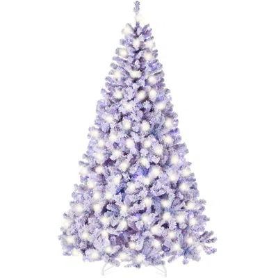 Best Choice Products Pre-lit Lavender Christmas Pine Tree W/ Flocked Branches, Warm-white Lights In Gray