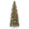 Best Choice Products Pre-lit Partially Flocked Pencil Christmas Tree W/ Pine Cones, Foldable Stand
