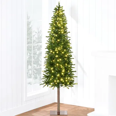 Best Choice Products Pre-lit Pencil Alpine Christmas Tree Holiday Decoration W/ Led Lights, Stand In Green