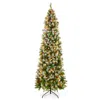 Best Choice Products Pre-lit Pencil Christmas Tree, Pre-decorated, Frosted W/ Flocked Tips, Lights, Base