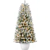 Best Choice Products Pre-lit Potted Flocked Christmas Tree, Classic Artificial Holiday Décor, W/ Twinkling White Leds In White