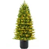 Best Choice Products Pre-lit Potted Flocked Christmas Tree, Realistic Artificial Décor, W/ Twinkling White & Multi Leds In Green