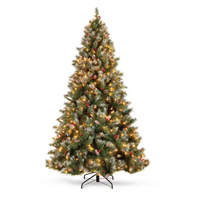 Best Choice Products Pre-lit Pre-decorated Holiday Christmas Tree W/ Flocked Tips, Base In Multi